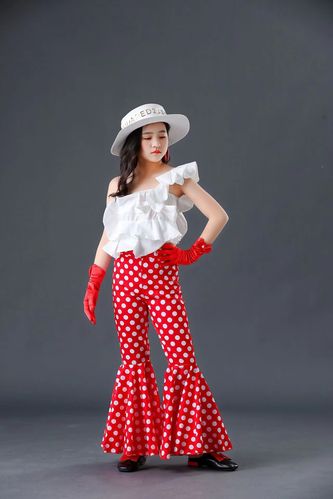 出租女孩子模特走秀个性机车摇滚演出服女童复古儿童演出服