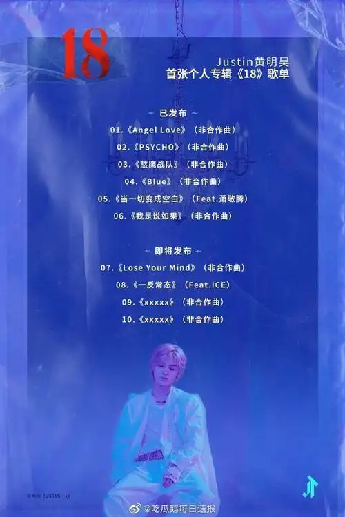 粉丝赢了 黄明昊专辑最新歌单删除与金子涵合作曲