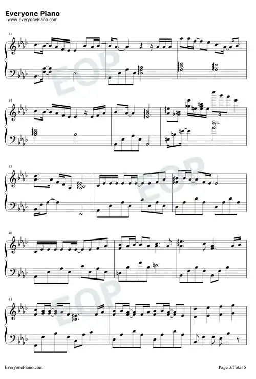 my sunshine-何以笙箫默主题曲五线谱预览3