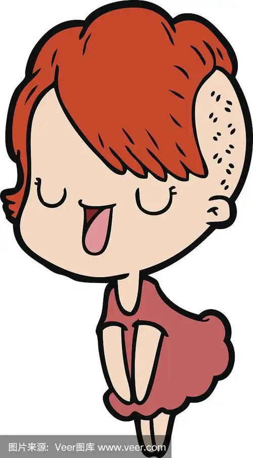 可爱的卡通女孩与时髦的发型