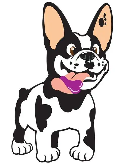 卡通法国斗牛犬,卡通狗,法国斗牛犬,孤立在白色背景上的矢量图片