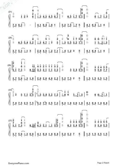 萤火-tfboys最新歌曲双手简谱预览2