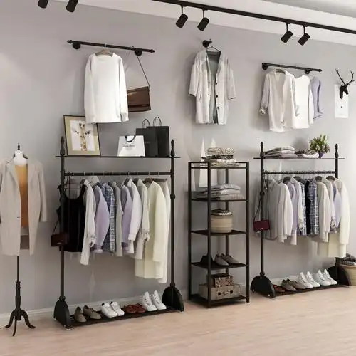 衣帆服装货架厂的优惠券大全—服装展示架落地式男女装店铺陈列衣服