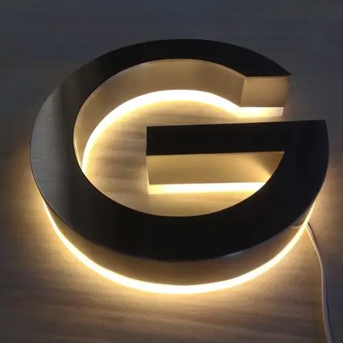 背发光字钛金玫瑰金背打光字门头招牌广告牌制作 不锈钢水晶背光字