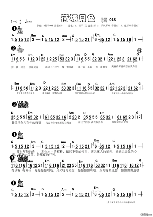 傻瓜式电子琴谱《荷塘月色》