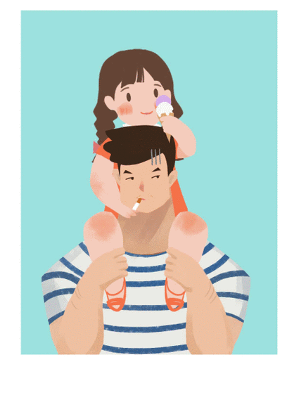 父亲节温馨吃雪糕骑脖子滴在头上gif动图_动态图_表情包下载_soogif