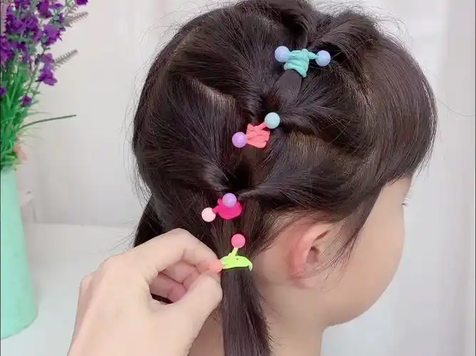 彩豆不伤发皮筋,给女儿这样扎头发简单又可爱