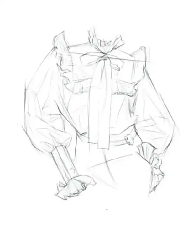 宫廷风衬衫的绘画步骤.是画来练习的衬衫,有点喜欢.#proc - 抖音