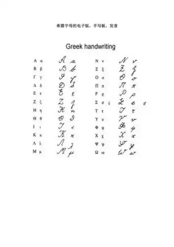 希腊字母打印体手写体对照与读音