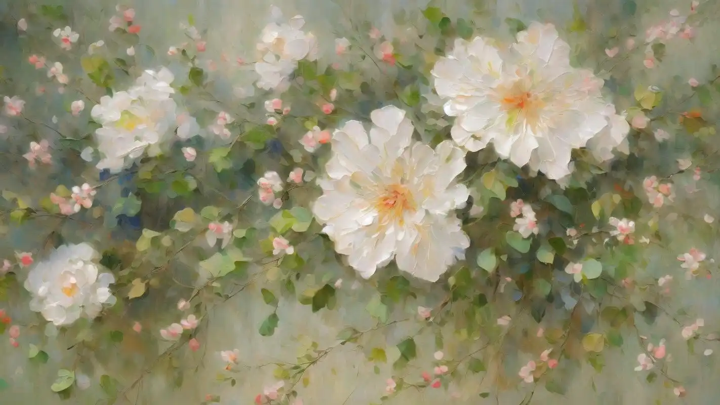 油画风花朵壁纸94美到窒息～ 油画风格的花朵壁纸来啦!