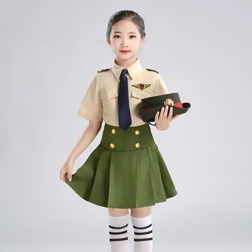 儿童军装海陆军演出服男女童水手服警察升旗手红军大合唱表演服装