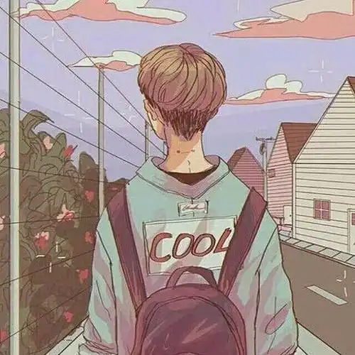 手绘男生背影头像