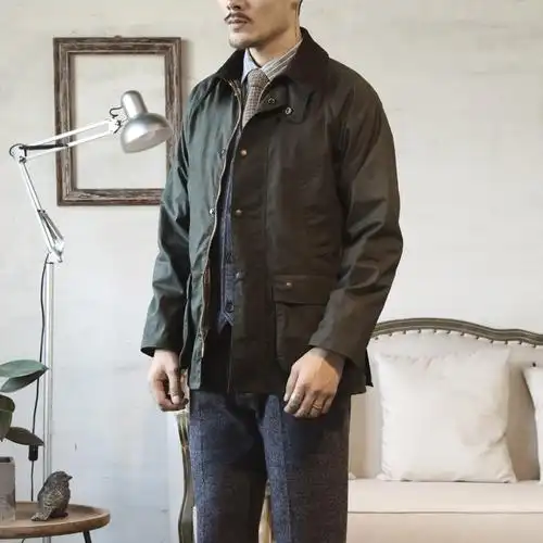 红风英式复古猎装油蜡夹克秋冬风衣工装外套夹克