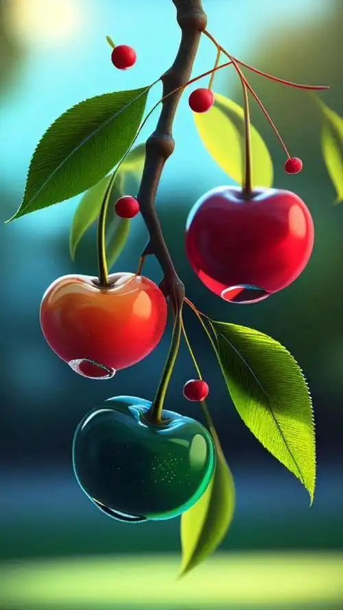 青翠樱桃自然清新竖屏壁纸