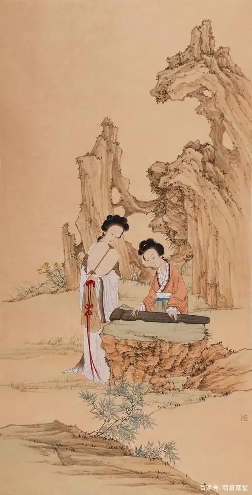 陈月中国画人物作品