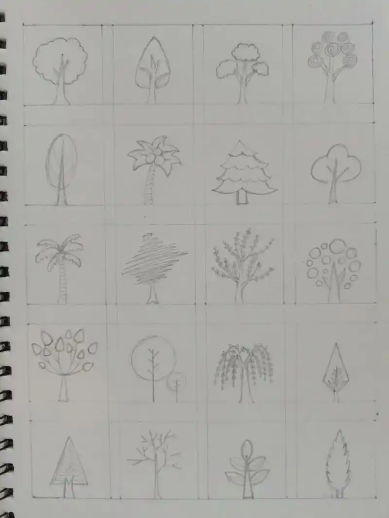 零基础学绘画 简笔画素材 树/day42 7715绘画练习第42天,悄悄的