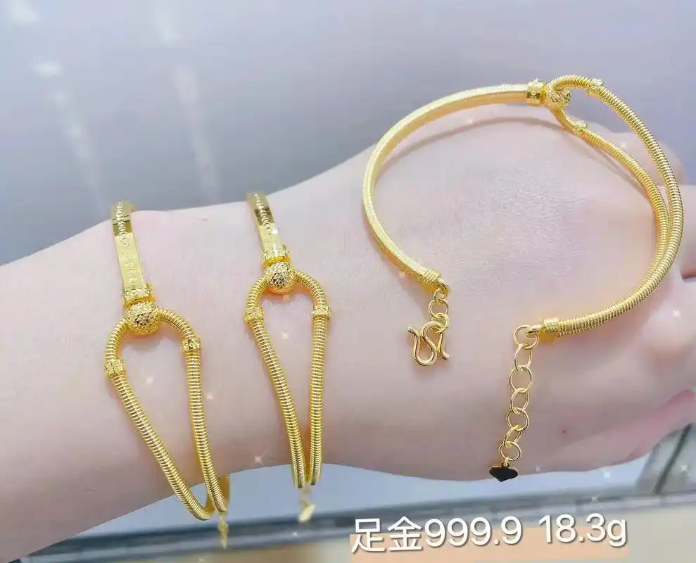 万足潘多拉手镯 万足镜面金推拉手镯28克 足金999.918 - 抖音