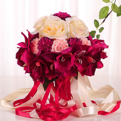 韩式新娘手捧花结婚仿真红玫瑰花摄影婚礼捧花束高档结婚用品大全