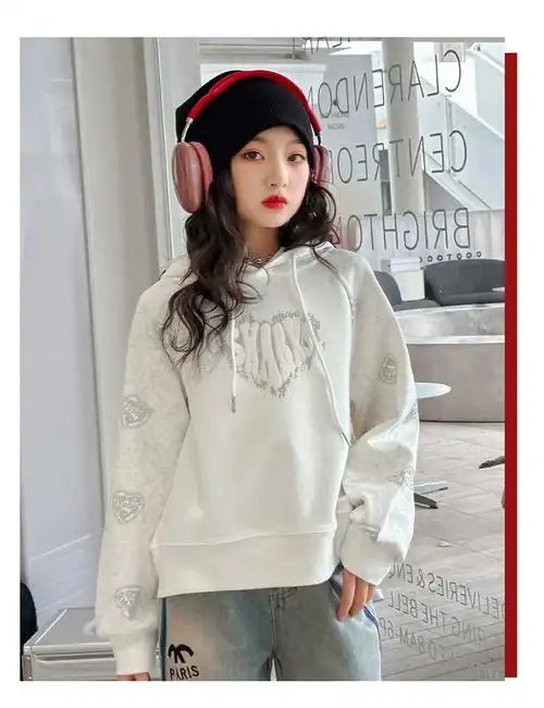 连帽衫2024新款女孩衣服高中初中生女生上衣春季女大童卫衣春秋款