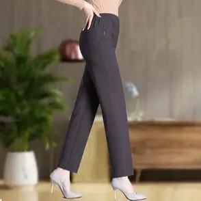长裤子女春秋季高腰百搭中老年女裤新款妈妈裤洋气直筒休闲裤大码