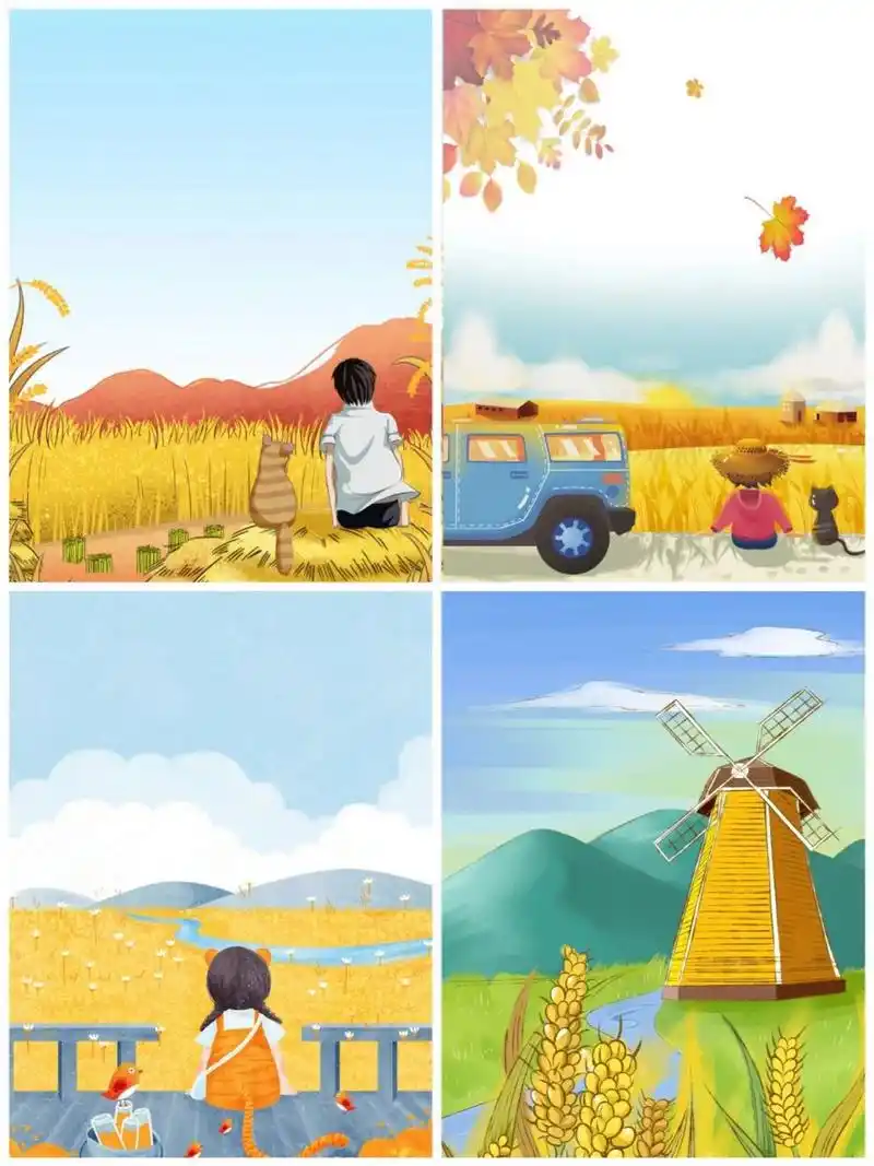 秋天唯美小清新手绘插画|手机壁纸|背景图 9999哈喽,各位宝子晚上