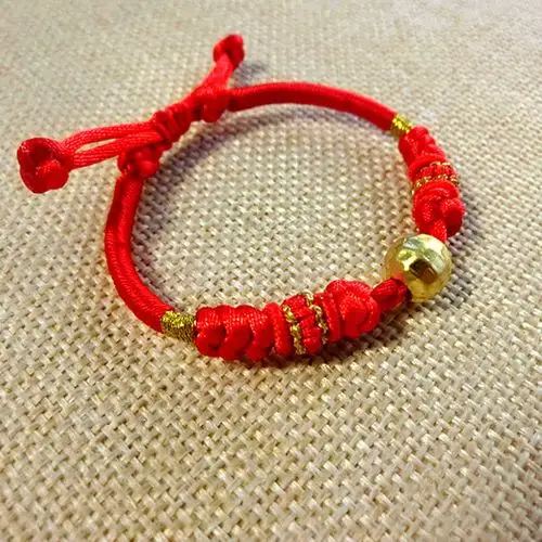 金饰宝宝编织珠手横穿黄金饰婴儿金刚手链