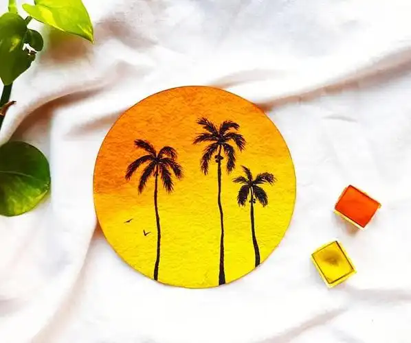 12张风景装饰画,圆形纸更有创意!简简单单更好看!