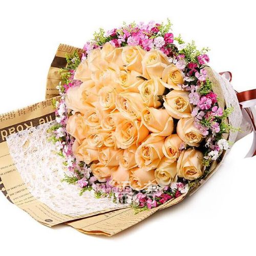 鲜花速递33朵香槟玫瑰送男友礼物贵阳昆明资阳成都花店 a-33支香槟花