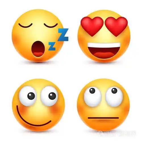 黄色的脸与情感.面部表情.3d 的真实表情.有趣的卡通人物.心情.