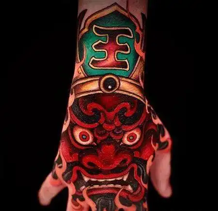 新传统手背阎王纹身图案