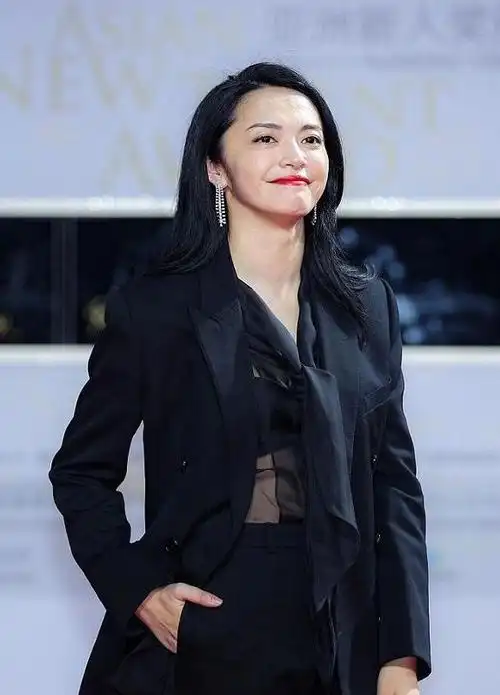 大嘴美女姚晨身穿黑色套装出席活动半透明内搭太吸睛