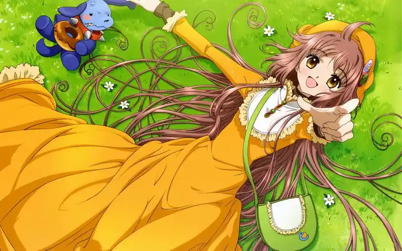 绿色背景可爱动漫少女萌妹子电脑桌面壁纸高清大图预览1920x1200_卡通