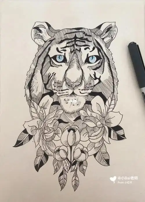 黑白线描装饰画2