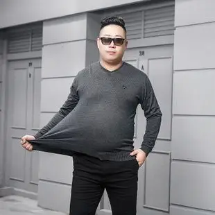 2018秋冬爸爸装胖人毛衣弹力保暖大码300斤胖子针织毛衣休闲男装