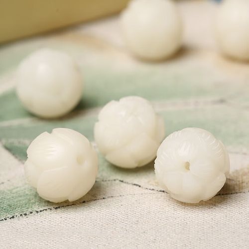 美芙仁diy手工编织白玉菩提根雕刻莲花吊坠隔珠散珠 佩珠串手链配件