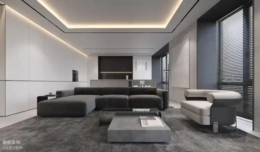 高级灰 极简,构筑优雅的空间_装修案例图_北京鹏辉装饰装修效果图
