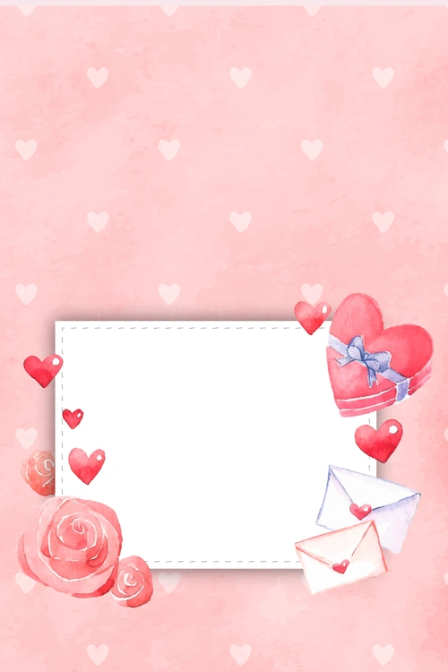 粉色手绘浪漫表白日玫瑰爱心背景
