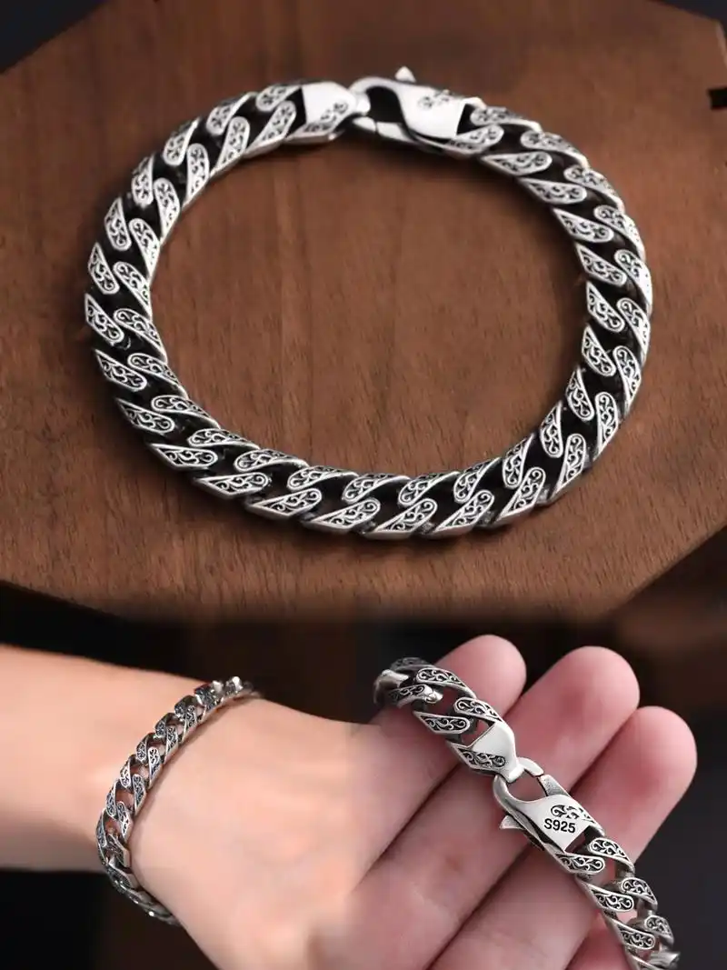 帅气有型,古巴银手链男,秒变时尚的秘密武器.这款古巴银手链男 - 抖音