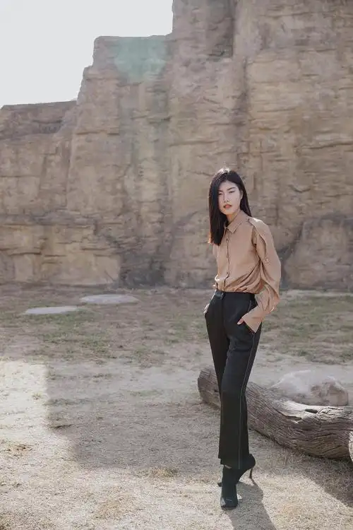 五折款落肩袖驼色衬衫sht20fw38