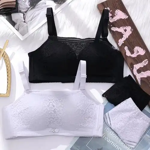 2件装薄款樱花蕾丝走光裹胸抹胸少女女士文胸文胸套装