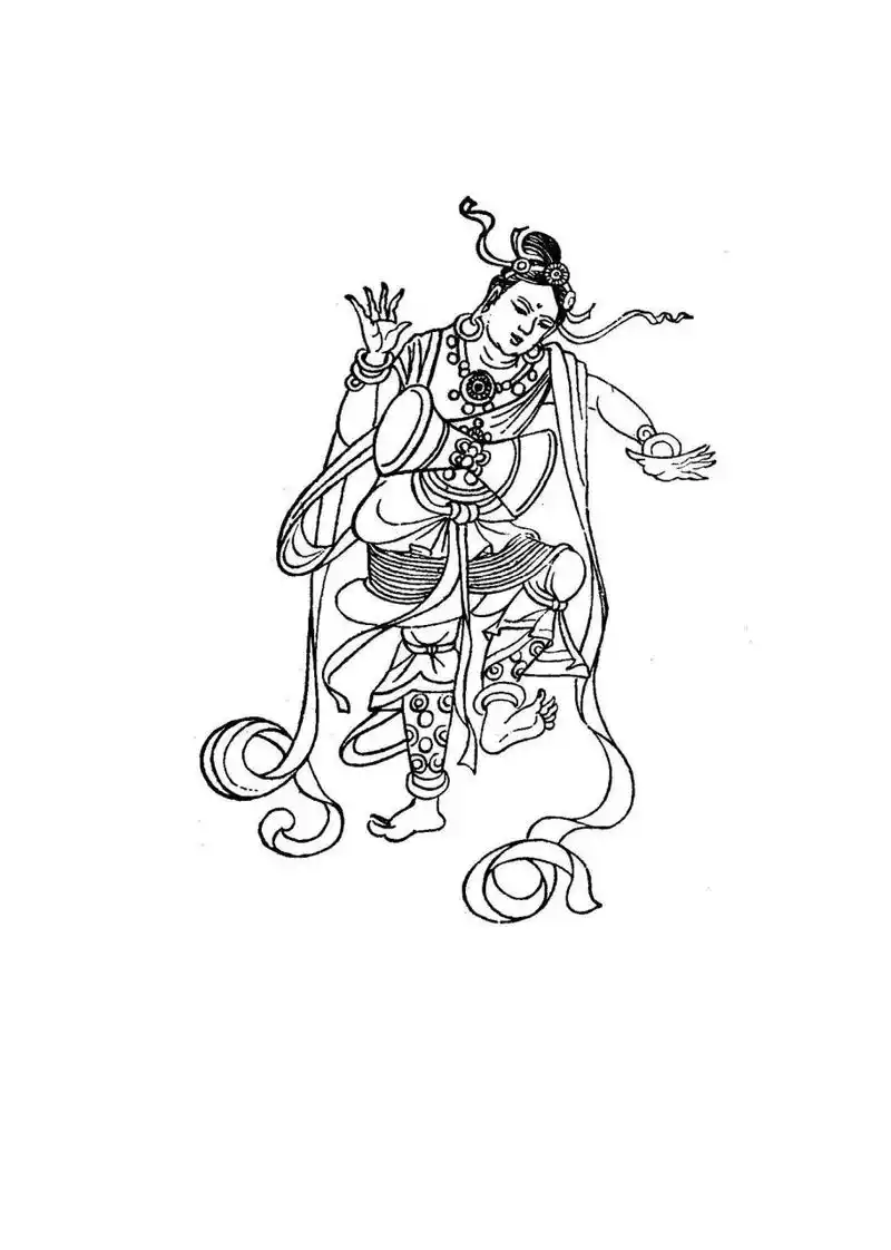 敦煌壁画舞姿线描欣赏