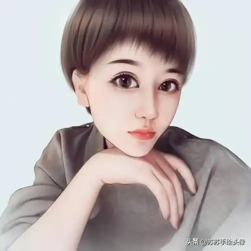分享一组短发的女生手绘头像,女生短发会很显气质,干净干练,让女生