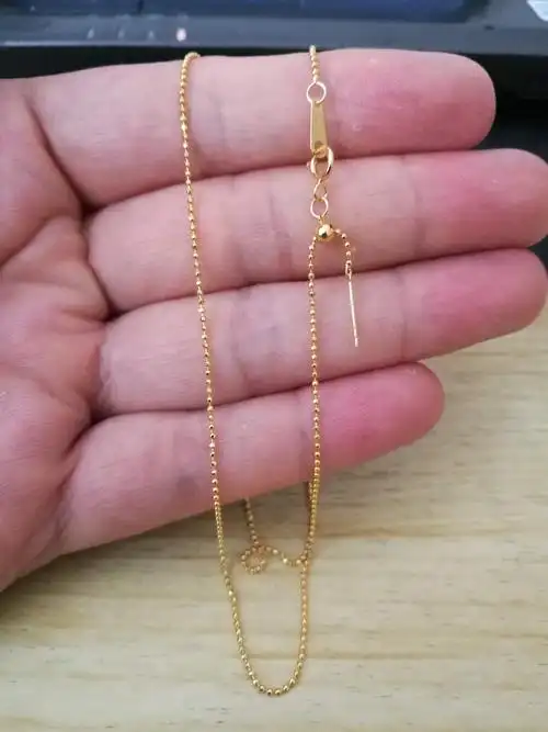 2021年新款18k黄金项链玫瑰金白金可调节珠子链针式链珠珠链锁骨链