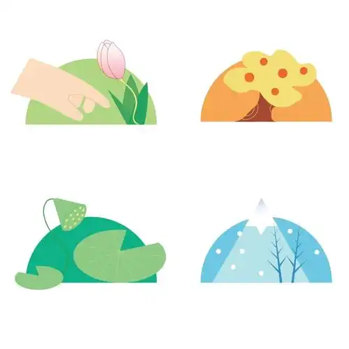 四季公园矢量插画