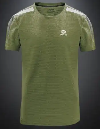 吉普盾短袖t恤男运动薄款夏天速干衣宽松半截袖01 军绿色 m-170