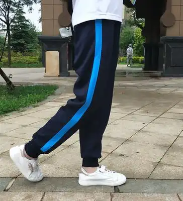 小学生校服裤男女长裤宽松运动裤棉涤料束脚加肥大码初中高中校裤