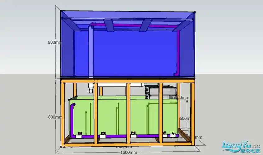 三重溢流,干湿分离,滴流,强排水,底滤缸设计效果图(申精)