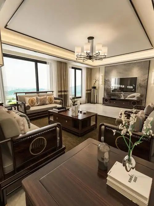 简单的雕刻,配上新中式的铜套元素,现代官帽沙发,客厅简约风家具,典雅