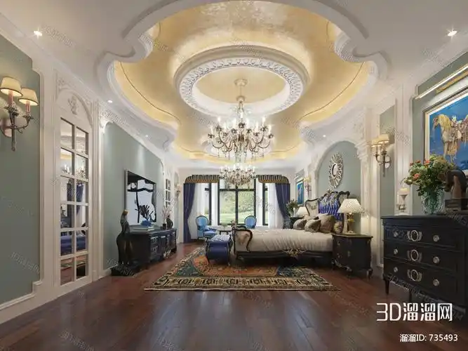 【欧式卧室书房3d模型】_家装_免费3d模型库下载_3d溜溜网