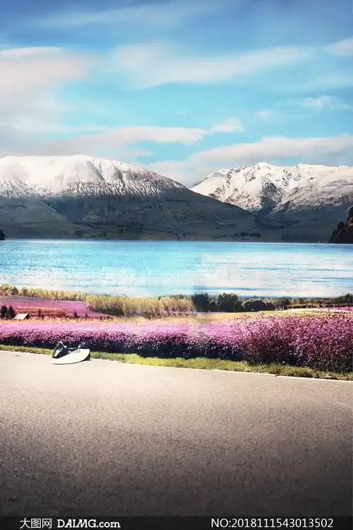 蓝天白云湖光山色风景抠图适用模板